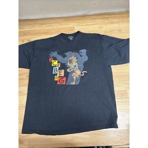 Vintage Iceberg History Shirt Mens XL Black Scooby Doo Graphic Boxy Short Sleeve